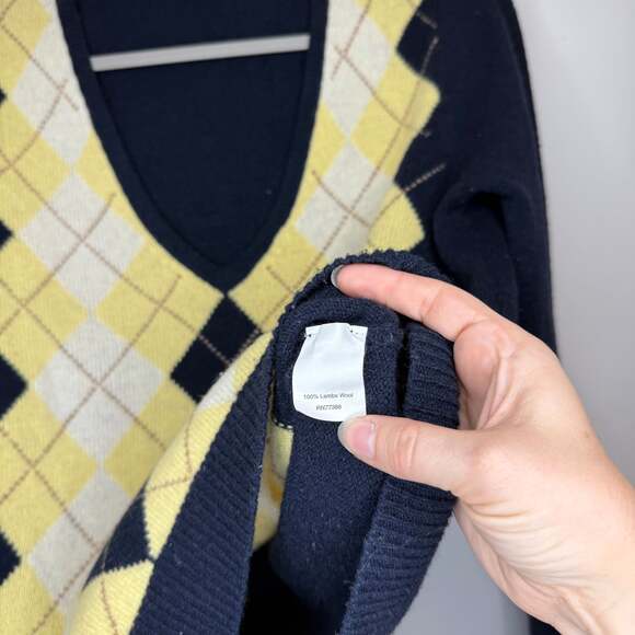 Arygyle Lambswool Sweater Y2K Preppy Womens size Large Prep Academia Vintage - Picture 9 of 10